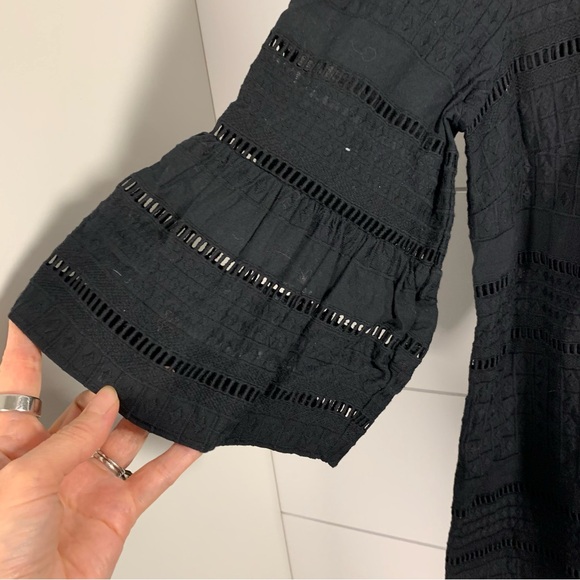 J Crew Shift Dress Eyelet Sz‎ 4 Black Classic Embroidered Flutter Sleeve Preppy - Picture 3 of 15